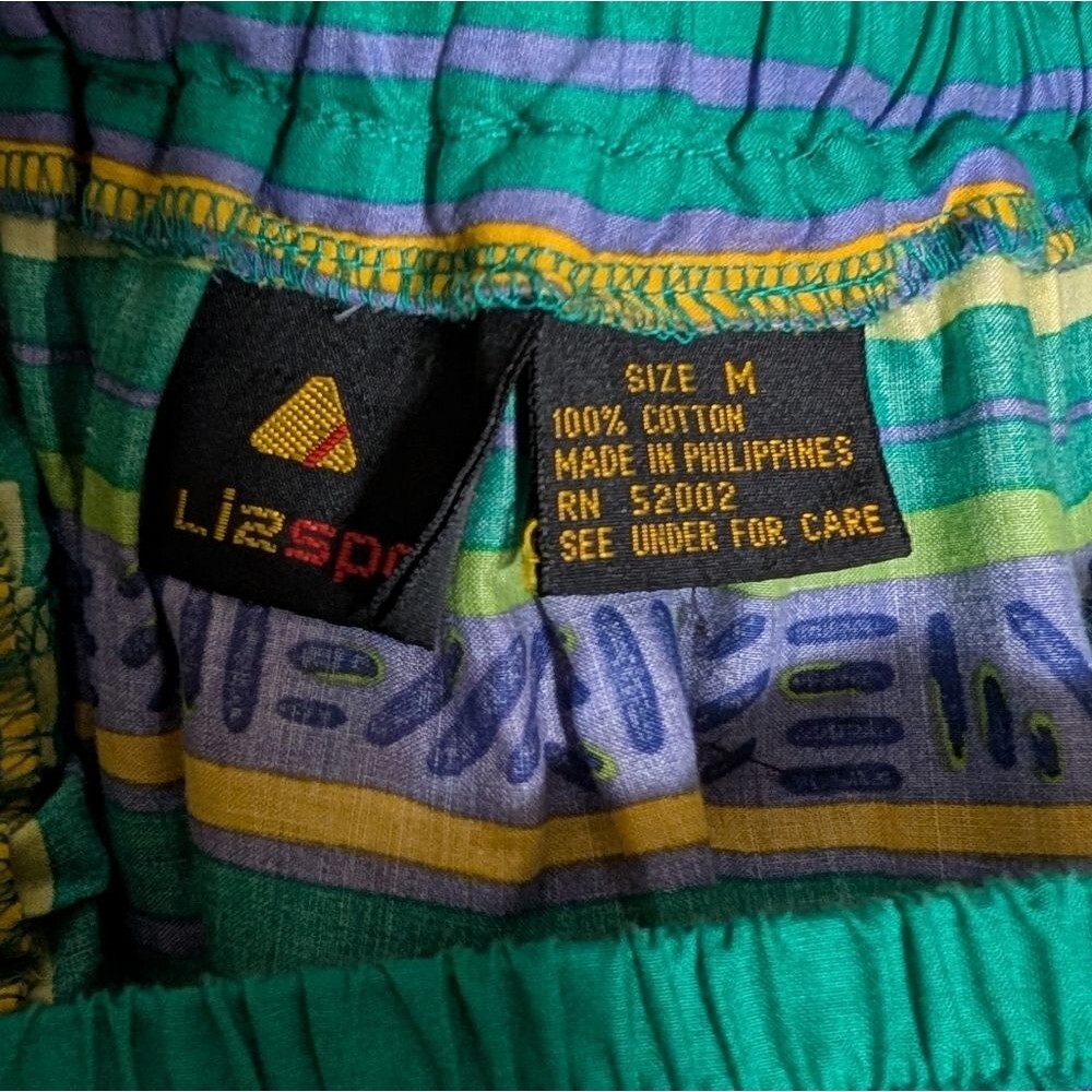 LizSport Vintage 90s Graphic Striped Peasant Skirt Broomstick Cotton size Medium - Picture 2 of 4